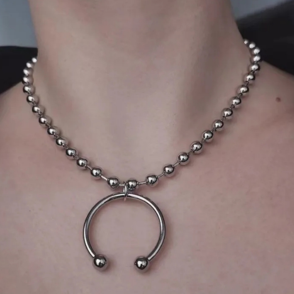 C Type Silver Tone Choker